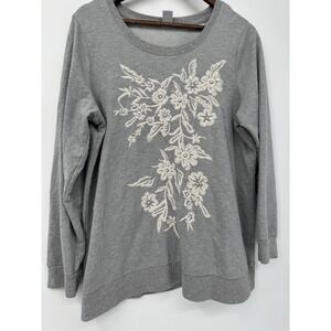 AVE Leisure Grey Sweatshirt 14/16 Embroidered Heather Gray Athleisure